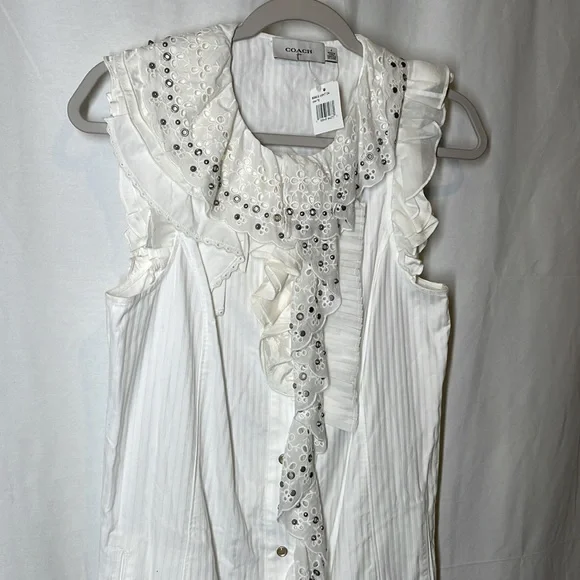 Coach ruffle prairie dress with studs size 4 - Picture 5 of 8